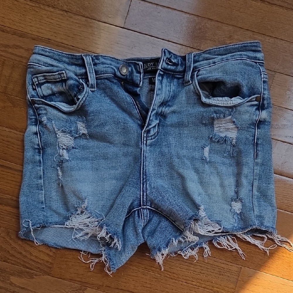 Judy Blue Distressed Blue Jean Shorts